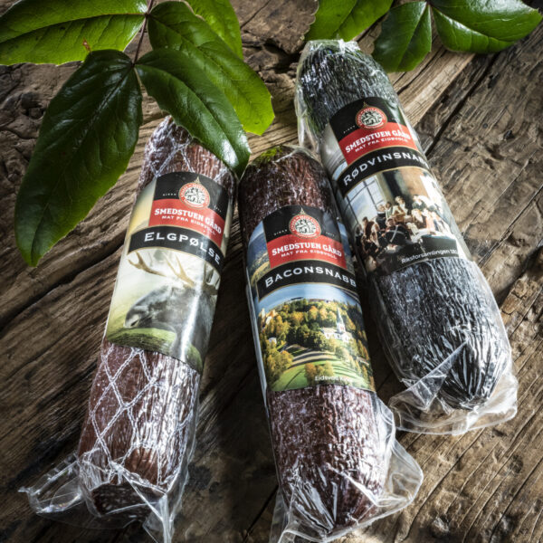 3 bestselgere-rødvin-elg-bacon pølse