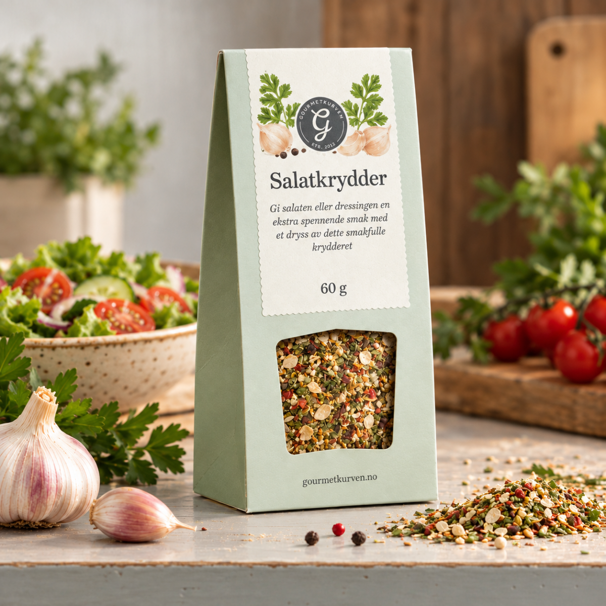 Salatkrydderkrydder 100g i sjaktel