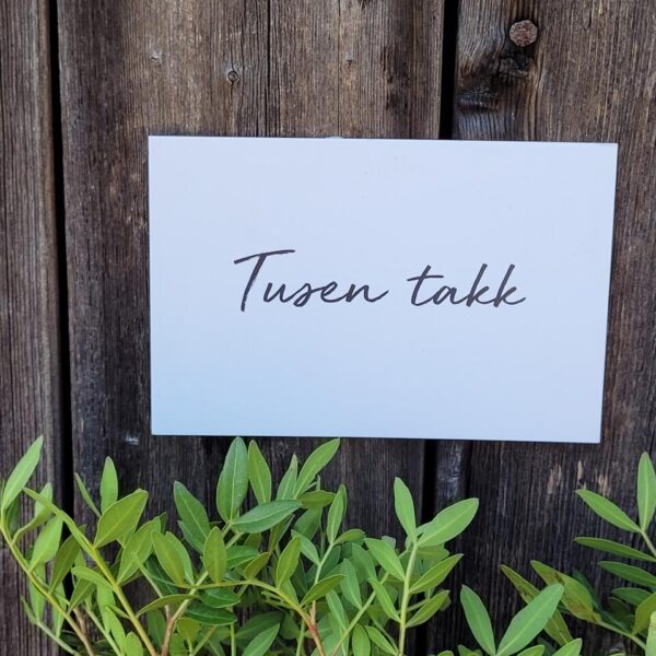 Hvit tusen takk kort