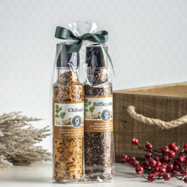 gavepakning- chilisalt og biffkrydder gavepakning- chilisalt og biffkrydder